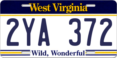 WV license plate 2YA372