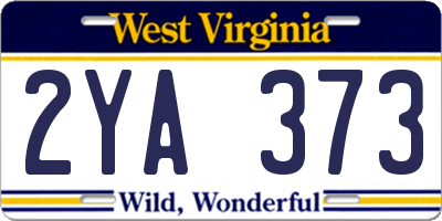 WV license plate 2YA373