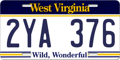 WV license plate 2YA376