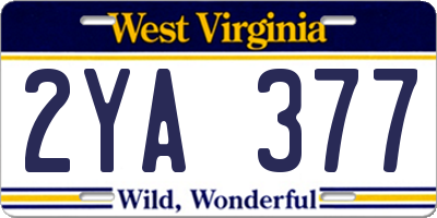 WV license plate 2YA377