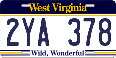 WV license plate 2YA378