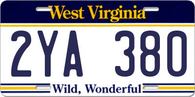 WV license plate 2YA380