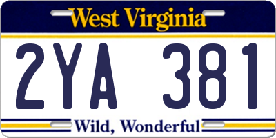 WV license plate 2YA381
