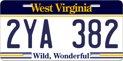 WV license plate 2YA382