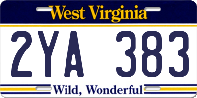 WV license plate 2YA383