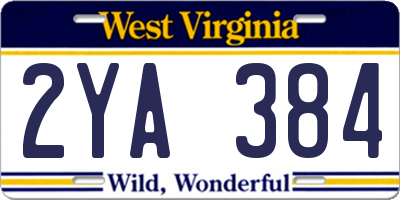 WV license plate 2YA384