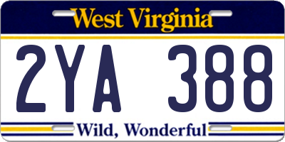 WV license plate 2YA388