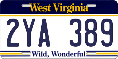 WV license plate 2YA389