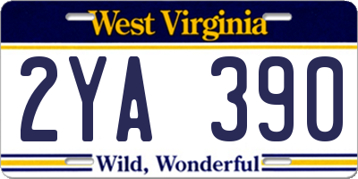 WV license plate 2YA390
