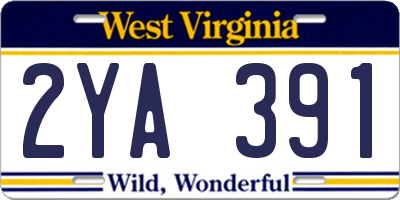 WV license plate 2YA391