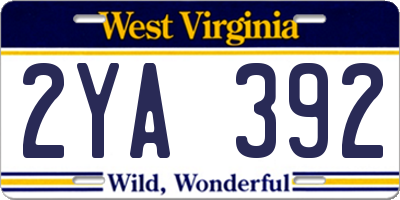 WV license plate 2YA392