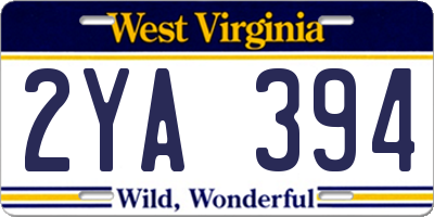 WV license plate 2YA394