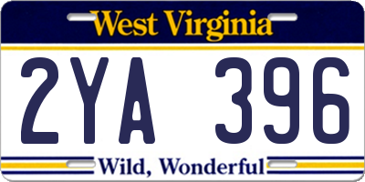 WV license plate 2YA396