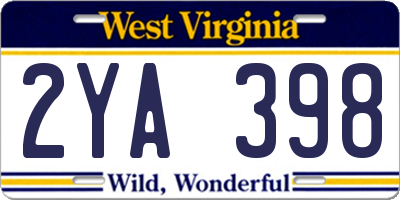 WV license plate 2YA398