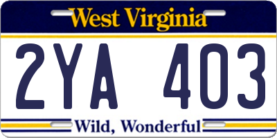 WV license plate 2YA403