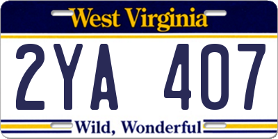 WV license plate 2YA407