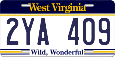WV license plate 2YA409