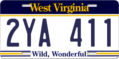 WV license plate 2YA411