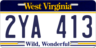 WV license plate 2YA413