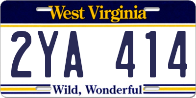 WV license plate 2YA414