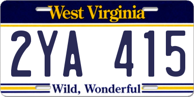 WV license plate 2YA415