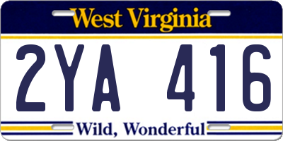 WV license plate 2YA416