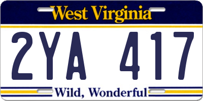 WV license plate 2YA417