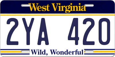 WV license plate 2YA420