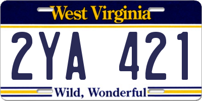 WV license plate 2YA421