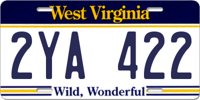 WV license plate 2YA422