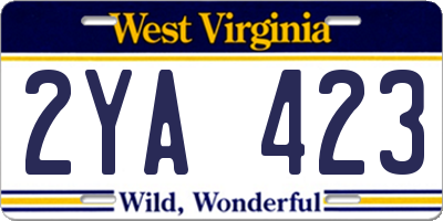 WV license plate 2YA423
