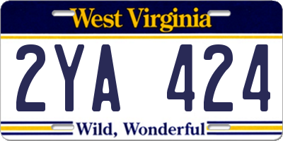 WV license plate 2YA424