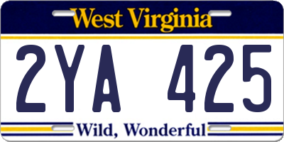 WV license plate 2YA425