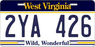 WV license plate 2YA426