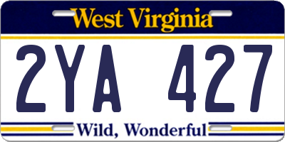 WV license plate 2YA427