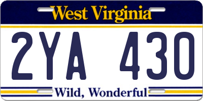 WV license plate 2YA430