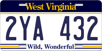 WV license plate 2YA432