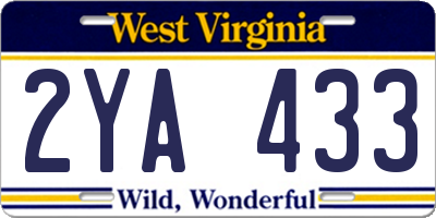 WV license plate 2YA433