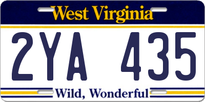 WV license plate 2YA435