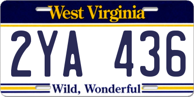 WV license plate 2YA436