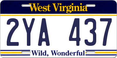 WV license plate 2YA437