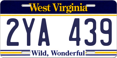 WV license plate 2YA439
