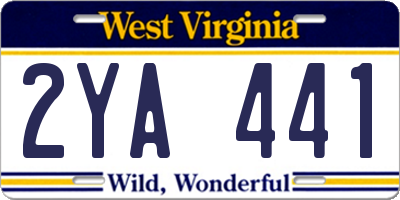 WV license plate 2YA441