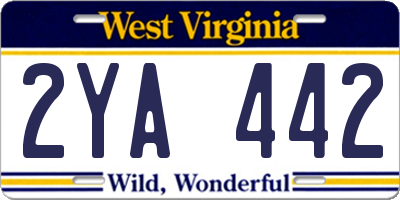 WV license plate 2YA442