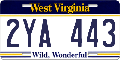WV license plate 2YA443