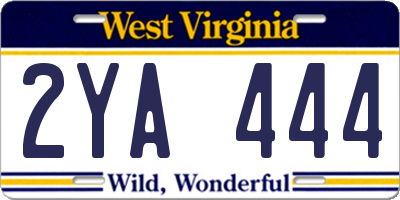 WV license plate 2YA444