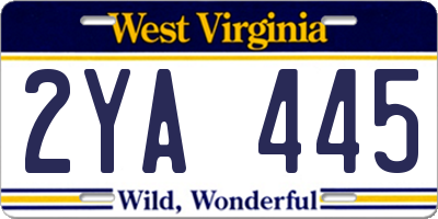 WV license plate 2YA445