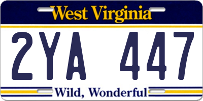 WV license plate 2YA447