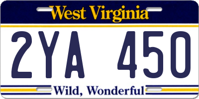 WV license plate 2YA450