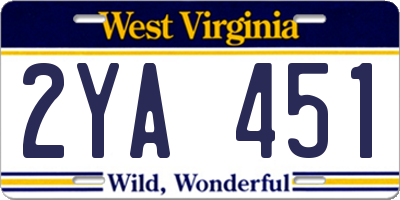 WV license plate 2YA451